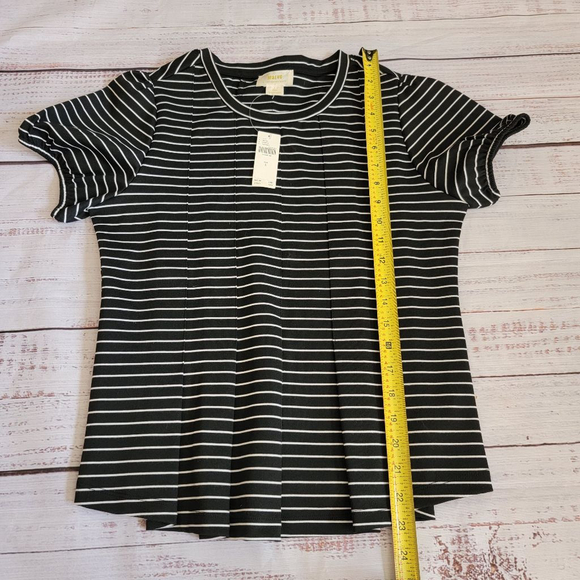 Maeve Anthropologie Black and White Striped Pleated Top Women's Small NWT - Picture 5 of 6